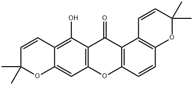 13-Hydroxy-3,3,10,10-tetramethyl-10H-dipyrano[3,2-a:2',3'-i]xanthen-14(3H)-one 结构式