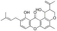 (-)-2,3-Dihydro-1,11-dihydroxy-5-methyl-10-(3-methyl-2-butenyl)-2-(1-methylethenyl)pyrano[3,2-a]xanthen-12(1H)-one 结构式