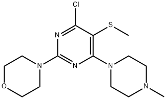 4-Chloro-6-(4-methylpiperazino)-5-methylthio-2-morpholinopyrimidine 结构式