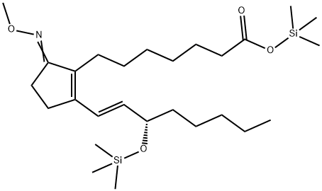 Prosta-8(12),13-dien-1-oic acid, 9-(methoxyimino)-15-[(trimethylsilyl) oxy]-, trimethylsilyl ester, (13E,15S)- 结构式