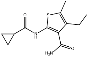 3-Thiophenecarboxamide,2-[(cyclopropylcarbonyl)amino]-4-ethyl-5-methyl- 结构式