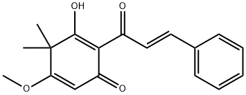 (E)-3-hydroxy-5-methoxy-4,4-dimethyl-2-(1-oxo-3-phenylpropen-2-yl)cyclohexa-2,5-dien-1-one 结构式