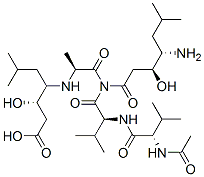 (3S)-4-[[(1S)-1-[[(2S)-2-[[(2S)-2-acetamido-3-methyl-butanoyl]amino]-3 -methyl-butanoyl]-[(3S,4S)-4-amino-3-hydroxy-6-methyl-heptanoyl]carbam oyl]ethyl]amino]-3-hydroxy-6-methyl-heptanoic acid 结构式