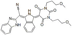 alpha-[2,3-dihydro-3-[tetrahydro-1,3-bis(3-methoxypropyl)-2,4,6-trioxo-5(2H)-pyrimidin-ylidene]-1H-isoindol-1-ylidene]-1H-benzimidazole-2-acetonitrile 结构式