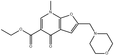 Furo[2,3-b]pyridine-5-carboxylic  acid,  4,7-dihydro-7-methyl-2-(4-morpholinylmethyl)-4-oxo-,  ethyl  ester 结构式