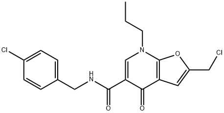 Furo[2,3-b]pyridine-5-carboxamide,  2-(chloromethyl)-N-[(4-chlorophenyl)methyl]-4,7-dihydro-4-oxo-7-propyl- 结构式