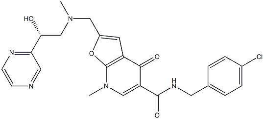 Furo[2,3-b]pyridine-5-carboxamide,  N-[(4-chlorophenyl)methyl]-4,7-dihydro-2-[[[(2R)-2-hydroxy-2-pyrazinylethyl]methylamino]methyl]-7-methyl-4-oxo-  (9CI) 结构式