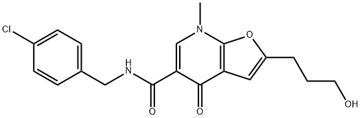 Furo[2,3-b]pyridine-5-carboxamide,  N-[(4-chlorophenyl)methyl]-4,7-dihydro-2-(3-hydroxypropyl)-7-methyl-4-oxo- 结构式
