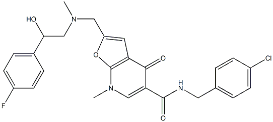 Furo[2,3-b]pyridine-5-carboxamide,  N-[(4-chlorophenyl)methyl]-2-[[[2-(4-fluorophenyl)-2-hydroxyethyl]methylamino]methyl]-4,7-dihydro-7-methyl-4-oxo- 结构式