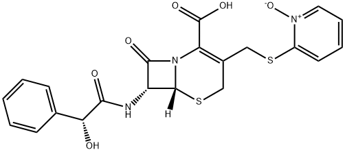 2-[[(7R)-7-[[(R)-2-Phenyl-2-hydroxy-1-oxoethyl]amino]-4-carboxycepham-3-en-3-yl]methylthio]pyridine 1-oxide 结构式