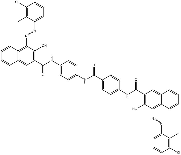 4-[(3-chloro-2-methylphenyl)azo]-N-[4-[[[4-[[[4-[(3-chloro-2-methylphenyl)azo]-3-hydroxy-2-naphthyl]carbonyl]amino]phenyl]amino]carbonyl]phenyl]-3-hydroxynaphthalene-2-carboxamide 结构式