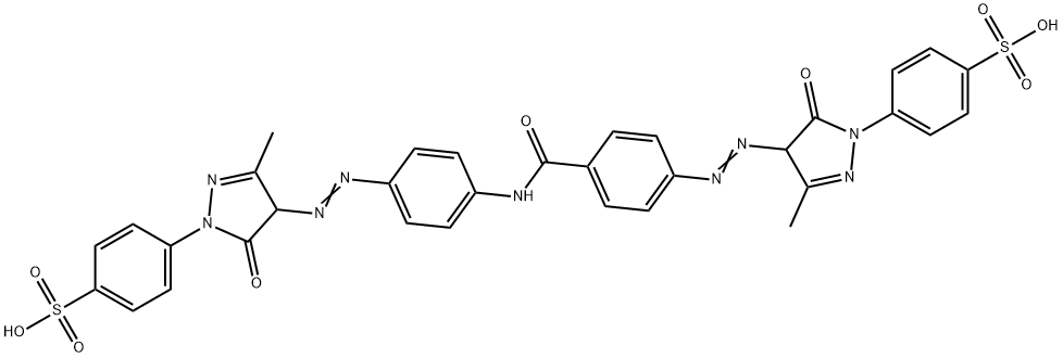 p-[4-[[4-[[4-[[4,5-dihydro-3-methyl-5-oxo-1-(4-sulphophenyl)-1H-pyrazol-4-yl]azo]benzoyl]amino]phenyl]azo]-4,5-dihydro-3-methyl-5-oxo-1H-pyrazol-1-yl]benzenesulphonic acid 结构式
