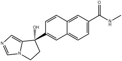 6-[(7S)-7-羟基-6,7-二氢-5H-吡咯并[1,2-C]咪唑-7-基]-N-甲基-2-萘甲酰胺 结构式