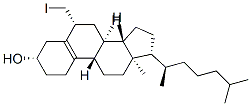 (3S,6R,8S,9S,13R,14S,17R)-6-(iodomethyl)-13-methyl-17-[(2R)-6-methylhe ptan-2-yl]-1,2,3,4,6,7,8,9,11,12,14,15,16,17-tetradecahydrocyclopenta[ a]phenanthren-3-ol 结构式