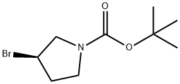 (3R)-3-溴-1-吡咯烷甲酸叔丁酯 结构式