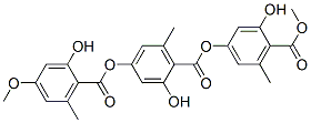 2-Hydroxy-4-[(2-hydroxy-4-methoxy-6-methylbenzoyl)oxy]-6-methylbenzoic acid 3-hydroxy-4-methoxycarbonyl-5-methylphenyl ester 结构式