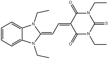 5-[(1,3-diethyl-1,3-dihydro-2H-benzimidazol-2-ylidene)ethylidene]-1,3-diethyldihydro-2-thioxo-1H,5H-pyrimidine-4,6-dione 结构式