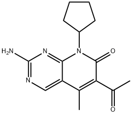 6-acetyl-2-aMino-8-cyclopentyl-5-Methylpyrido[2,3-d]pyriMidin-7(8H)-one 结构式