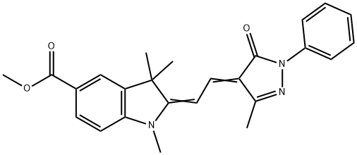 2-[(1,5-二氢-3-甲基-5-氧代-1-苯基-4H-吡唑-4-亚基)亚乙基]-2,3-二氢-1,3,3-三甲基-1H-吲哚-5-羧酸甲酯 结构式