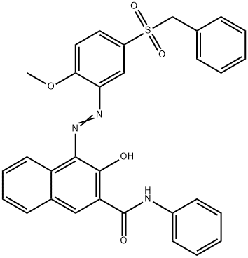 3-羟基-4-[[2-甲氧基-5-[(苯基甲基)磺酰基]苯基]偶氮]-N-苯基-2-萘甲酰胺 结构式