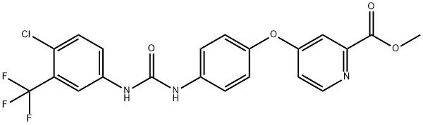 2-Pyridinecarboxylic acid, 4-[4-[[[[4-chloro-3-(trifluoroMethyl)phenyl]aMino]carbonyl]aMino]phenoxy]-, Methyl ester 结构式