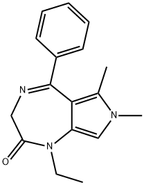 1-Ethyl-3,7-dihydro-6,7-dimethyl-5-phenylpyrrolo[3,4-e]-1,4-diazepin-2(1H)-one 结构式