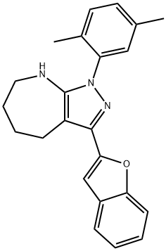 Pyrazolo[3,4-b]azepine, 3-(2-benzofuranyl)-1-(2,5-dimethylphenyl)-1,4,5,6,7,8-hexahydro- (9CI) 结构式