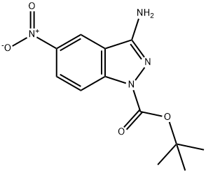 3-亚氨基-5-硝基-2,3-二氢-1H-吲唑-1-羧酸叔丁酯 结构式