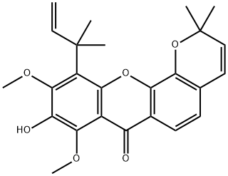 11-(1,1-Dimethyl-2-propenyl)-9-hydroxy-8,10-dimethoxy-2,2-dimethylpyrano[3,2-c]xanthen-7(2H)-one 结构式