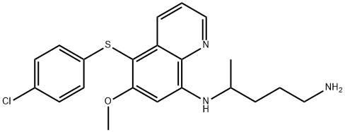 N-[5-(4-chlorophenyl)sulfanyl-6-methoxy-quinolin-8-yl]pentane-1,4-diam ine 结构式