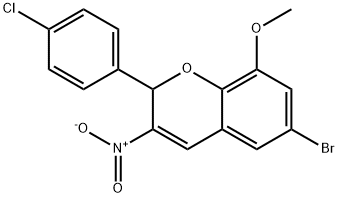 6-Bromo-2-(4-chlorophenyl)-8-methoxy-3-nitro-2H-1-benzopyran 结构式