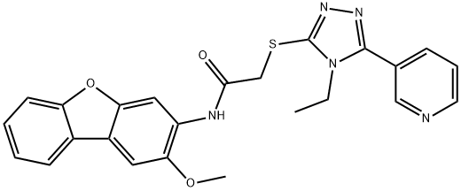 Acetamide, 2-[[4-ethyl-5-(3-pyridinyl)-4H-1,2,4-triazol-3-yl]thio]-N-(2-methoxy-3-dibenzofuranyl)- (9CI) 结构式
