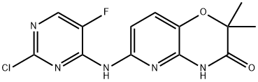 6 - [(2 - 氯-5 - 氟嘧啶-4 - 基)氨基] -2,2 - 二甲基-4H-吡啶并〔3,2-B] [1,4]恶嗪-3 - 酮 结构式
