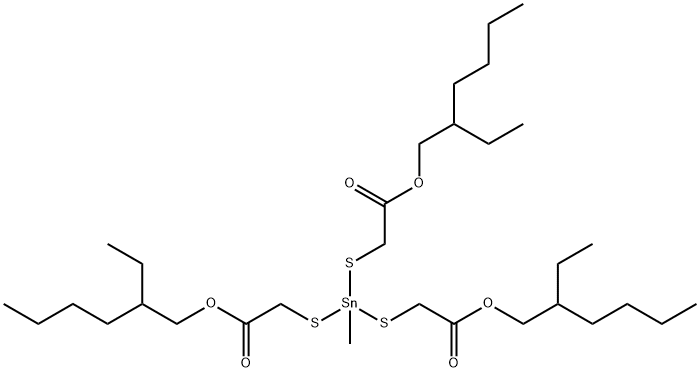 三(2-乙基己基) 2,2',2''-((甲基锡烷三基)三(硫烷二基))三乙酸酯 结构式