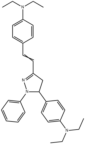 5-(4-二乙氨基-苯基)-3-[2-(4-二乙氨基-苯基)-乙烯基]-1-苯基-4,5-二氢-1H-吡唑 结构式
