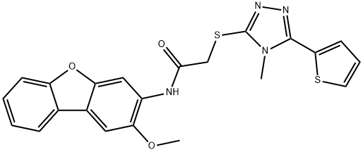 Acetamide, N-(2-methoxy-3-dibenzofuranyl)-2-[[4-methyl-5-(2-thienyl)-4H-1,2,4-triazol-3-yl]thio]- (9CI) 结构式