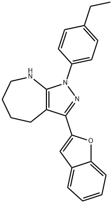 Pyrazolo[3,4-b]azepine, 3-(2-benzofuranyl)-1-(4-ethylphenyl)-1,4,5,6,7,8-hexahydro- (9CI) 结构式