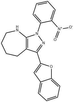 Pyrazolo[3,4-b]azepine, 3-(2-benzofuranyl)-1,4,5,6,7,8-hexahydro-1-(2-nitrophenyl)- (9CI) 结构式