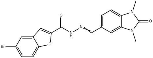 2-Benzofurancarboxylicacid,5-bromo-,[(2,3-dihydro-1,3-dimethyl-2-oxo-1H-benzimidazol-5-yl)methylene]hydrazide(9CI) 结构式