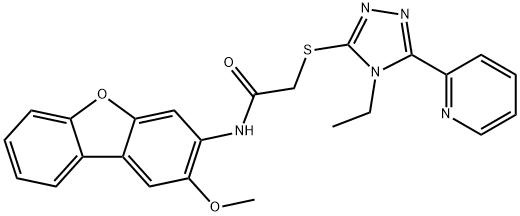 Acetamide, 2-[[4-ethyl-5-(2-pyridinyl)-4H-1,2,4-triazol-3-yl]thio]-N-(2-methoxy-3-dibenzofuranyl)- (9CI) 结构式