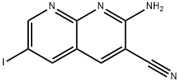 2-氨基-6-碘代-1,8-二氮杂萘-3-甲腈 结构式