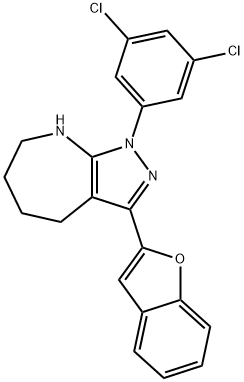 Pyrazolo[3,4-b]azepine, 3-(2-benzofuranyl)-1-(3,5-dichlorophenyl)-1,4,5,6,7,8-hexahydro- (9CI) 结构式