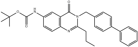 Carbamic acid, [3-([1,1-biphenyl]-4-ylmethyl)-3,4-dihydro-4-oxo-2-propyl-6-quinazolinyl]-, 1,1-dimethylethyl ester (9CI) 结构式