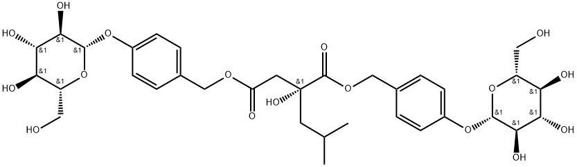 1,4-二[4-(葡萄糖氧)苄基]- 2-异丁基苹果酸酯 结构式