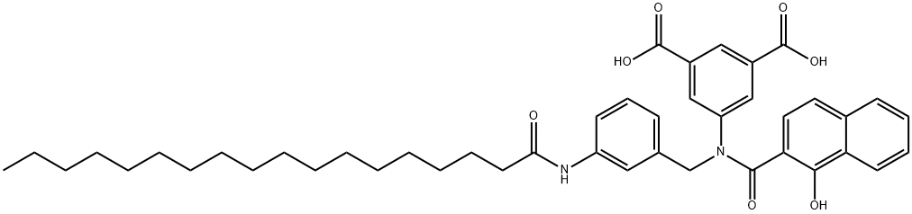 5-[[(1-hydroxy-2-naphthyl)carbonyl][[3-[(1-oxooctadecyl)amino]phenyl]methyl]amino]phthalic acid 结构式