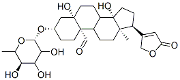 (3S,5S,10S,13R,14S,17S)-5,14-dihydroxy-13-methyl-17-(5-oxo-2H-furan-3-yl)-3-[(2S,5R)-3,4,5-trihydroxy-6-methyl-oxan-2-yl]oxy-2,3,4,6,7,8,9,11,12,15,16,17-dodecahydro-1H-cyclopenta[a]phenanthrene-10-carbaldehyde 结构式