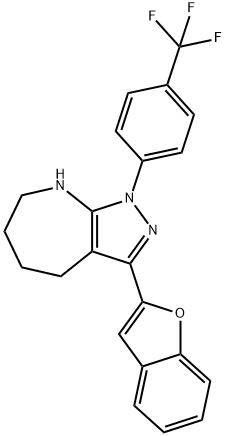 Pyrazolo[3,4-b]azepine, 3-(2-benzofuranyl)-1,4,5,6,7,8-hexahydro-1-[4-(trifluoromethyl)phenyl]- (9CI) 结构式