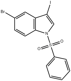 5-溴-3-碘-1-(苯磺酰基)吲哚 结构式