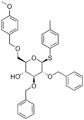 b-D-Glucopyranoside, 4-Methylphenyl 6-O-[(4-Methoxyphenyl)Methyl]-2,3-bis-O-(phenylMethyl)-1-thio- 结构式