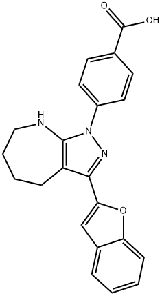 Benzoic acid, 4-[3-(2-benzofuranyl)-5,6,7,8-tetrahydropyrazolo[3,4-b]azepin-1(4H)-yl]- (9CI) 结构式